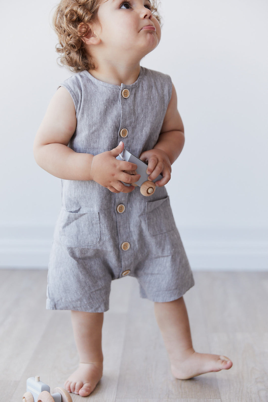 James Linen/Cotton Romper - Quarry